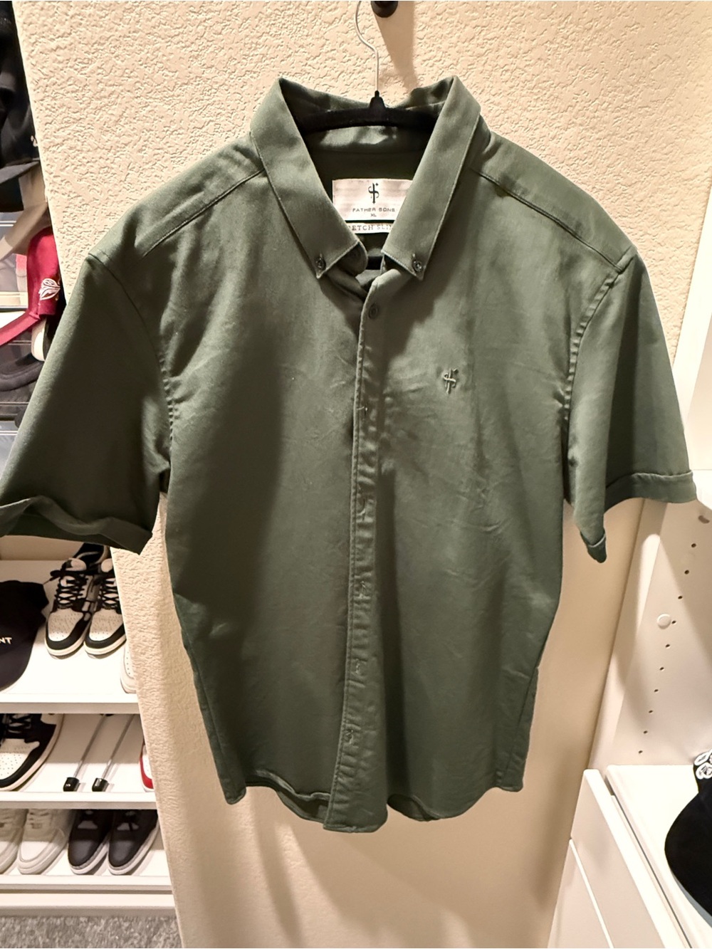Father Sons Stretch Slim Fit Mens Short-Sleeve Button-Down Shirt Size XL